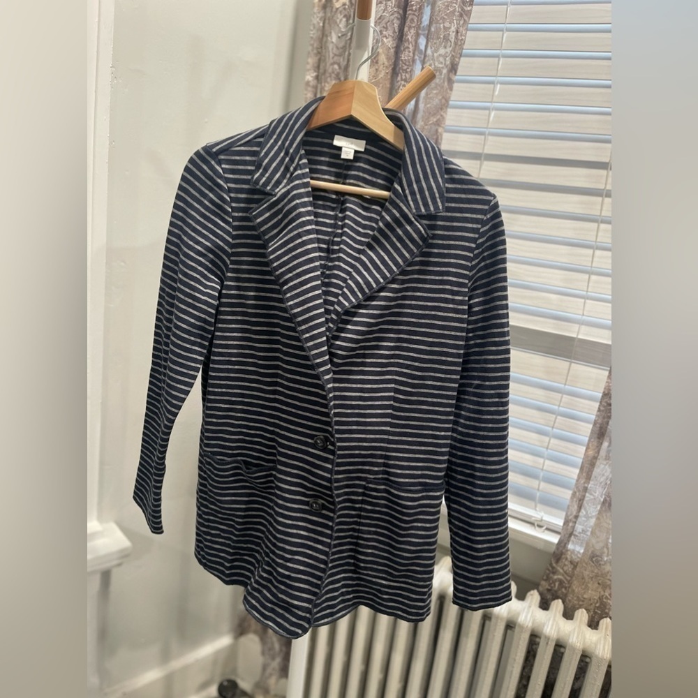 J. Jill Navy Blue and Dark Gray Ponte Knit Jacket